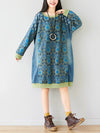Crew Neck Printed Sweatshirt Dress