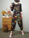 Women's Black Printed Overall