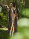 Stripes Print Half Sleeves Kaftan Dress