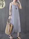 Plain Cotton Sleeveless A-Line Dress