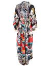 Evatrends cotton gown robe printed kimonos, Outerwear, Polyester, chiffon, Nightwear, long kimono, long Sleeves, loose fitting, Floral, Girl Print, belted