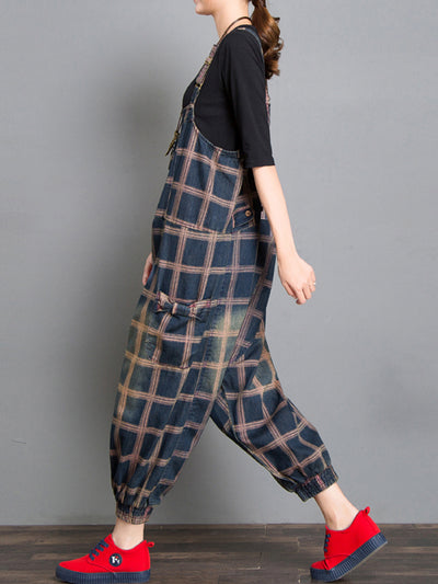 Dungarees cotton, vintage retro style overall,  Harem Overall , Plaids Prints