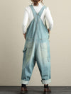 Dungarees cotton denim ripped jeans floral vintage retro style overall