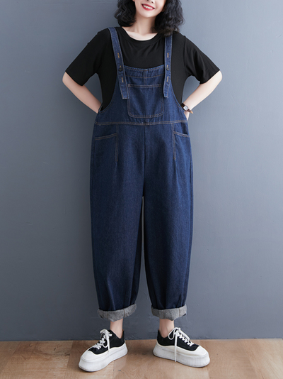 Women's Blue Casual Overalls