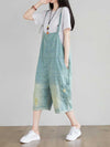 Dungarees cotton denim ripped jeans ,vintage retro style overall, Adjustable straps, Cropped pant