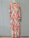 Evatrends cotton gown robe printed kimonos, Outerwear, polyester, Nightwear, long kimono, Board Sleeves, loose fitting, printed, Belted