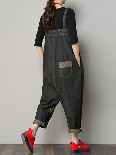 Dungarees, cotton denim, ripped jeans, vintage retro style, overall