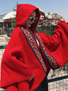 Splicing Red Shawl Cardigan with Hooded