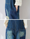 Dungarees cotton denim ripped jeans floral vintage retro style overall