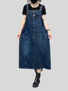 Women's Denim Midi-Length Over-The-Knee Casual Salopette Dress
