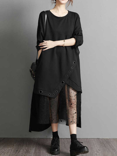 Plain Stylish Cotton Midi Dress