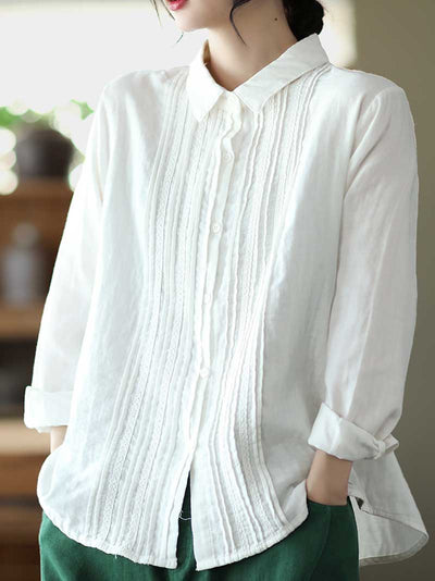 Stay Close Tonight Pleated Lace Shirt Top