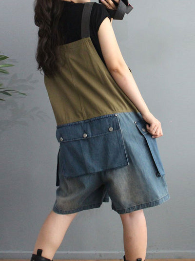 Dungarees, denim, vintage retro style overall, Short Dungaree