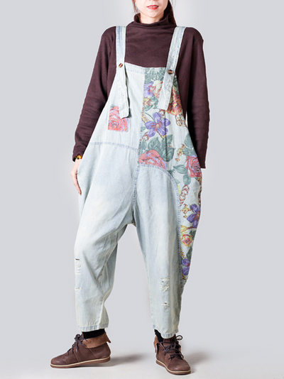 Women's Loose Fitting Mid-Length Dnim Overall