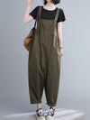 Western-style Plain Cotton Women's Sleeveless Overalls Dungaree