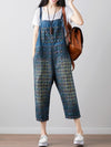 Dungarees, cotton denim, floral, vintage, style overall, Short Sleeves, Non-Stretchable