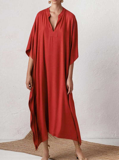 Plain Polyester Long Sleeves Kaftan Dress