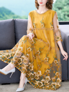 Summer Dresses for Women, Ladies Casual Flower Printing High Waist A-Line Summer Dresses for Women, Ladies Casual Printing High Waist A-Line Long Party Wear Dress With Plus Size Dress