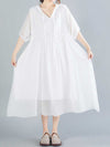 Cotton Short Sleeves A-Line Dress