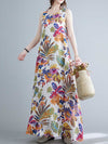 Sleeveless Cotton Floral A-Line Dress