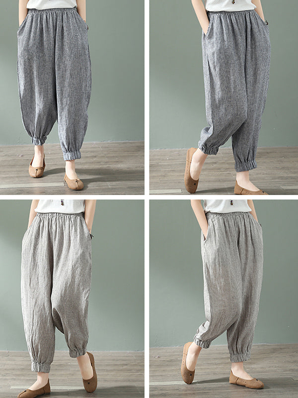 Rubor de algodón y pantalones de lino