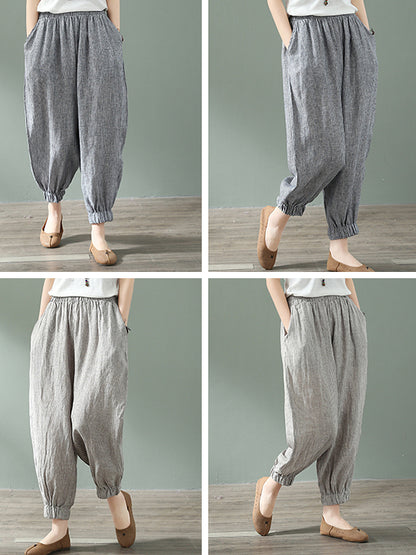 Pantalon de coton et de lin à roues à roues