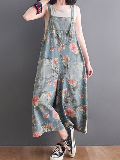 You Still Right Here  Denim Overalls Wide-Leg Jumpsuit