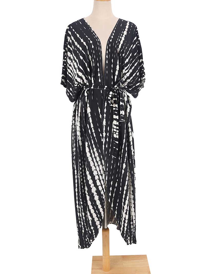 Evatrends cotton gown robe printed kimonos, Outerwear, Nightwear, Rayon, Board Sleeves, Different colors, Tie Dye print, Belted