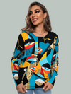 Women's Printing Round Neck Pullover knitted TOP
