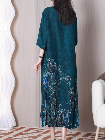 Women's Blue Loose A-line Dress