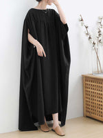 Plain Cotton Bat Sleeves Kaftan Dress
