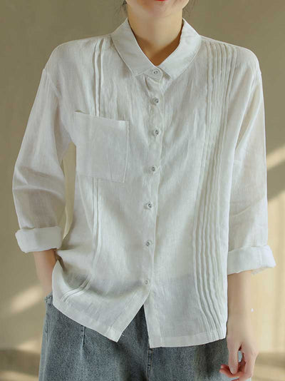 Touch of Soul Square Collar Pleated Shirt