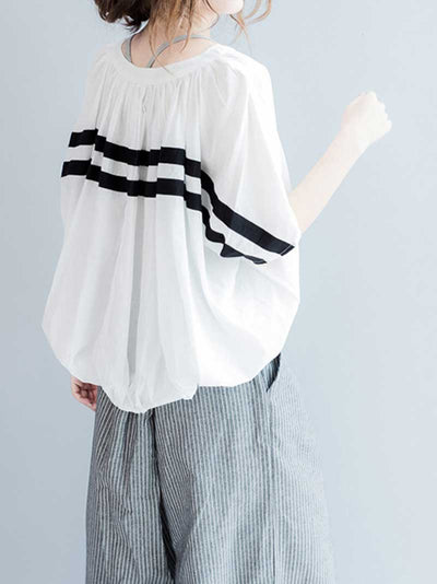 Evatrends Cotton Linen Top, Summer wear, Short sleeves, Stripped top, Round Neck, T-shirt Top, Wear With Jeans pant or Trouser