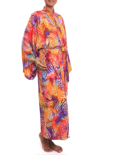 Evatrends cotton gown robe printed kimonos, Outerwear, Rayon 100%, Nightwear, long kimono, Board Sleeves, different color, loose fitting, Printed, fashionshow, kimono,