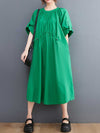 Evatrends Round-Neck Cotton Short Sleeve  A-Line  Dress