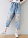 Evatrends Denim Pants, Bottom, Double side Pockets, Elastic Waist, Baggy Pants, Cropped Pant, Floral print