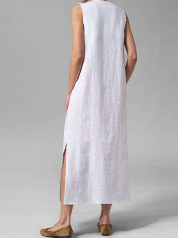 Botón Alinear el vestido maxi deslizante
