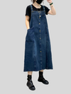 Women's Denim Midi-Length Over-The-Knee Casual Salopette Dress