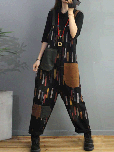 Dungarees cotton denim ripped, vintage retro style overall, Non-Stretchable, Patchwork