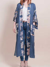 Evatrends cotton gown robe printed kimonos, Outerwear, Cotton, Viscose & Silk Mix, Nightwear, long kimono, Long Sleeves, loose fitting, Floral print, Big Bird on back Belted,