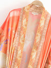 Floral Partywear Cotton Silk Kimono Orange Color Cotton Long Length Gown Robe Kimono