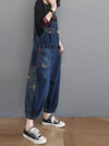 Dungarees cotton denim ripped jeans floral vintage retro style overall