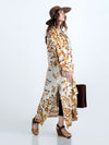 Evatrends cotton gown robe printed kimonos, Outerwear, cotton, Nightwear, long kimono, Board Sleeves, Double pocket, loose fitting, Floral print, Belted