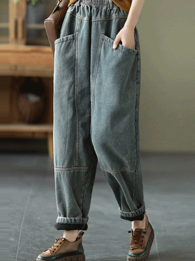 Underneath Us Women Elastic Waist Denim Pant