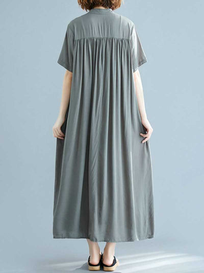 Evatrends Cotton Shirt dress, Short sleeves, Plain Dress, front buttons with open style, Shirt Dress, Different Color