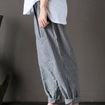 Femmes Stripe Elastic Taist Casual Loose Pantal