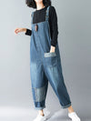 Dungarees cotton denim ripped jeans floral vintage retro style overall