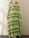 Printed  Cotton Short Sleeves Kaftan Dress