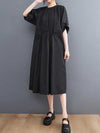 Evatrends Round-Neck Cotton Short Sleeve  A-Line  Dress