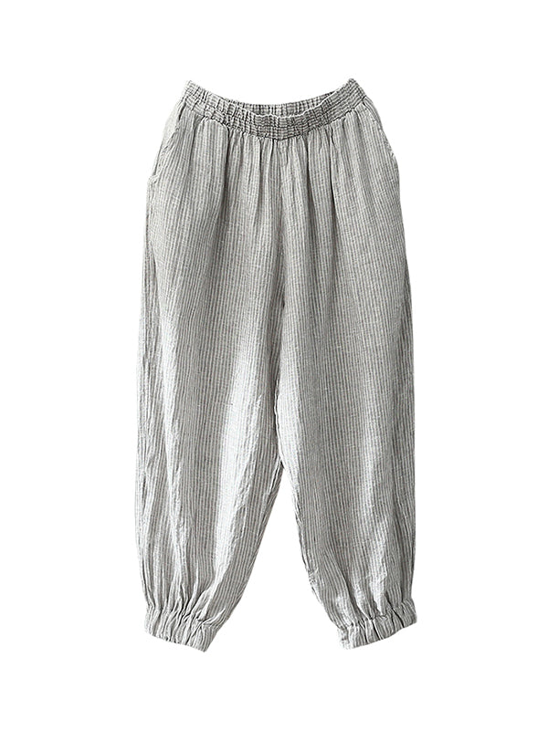 Rubor de algodón y pantalones de lino